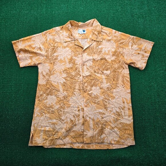 Bermuda Casual by Haband Hawaiian Shirt Mens Large Orange Button Up Tropical - Picture 1 of 8